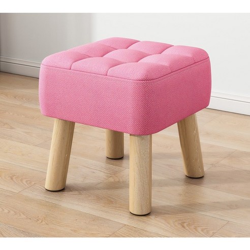 에브리샤인 키높은 원목 사각 스툴 30cm X 34cm, 로즈레드