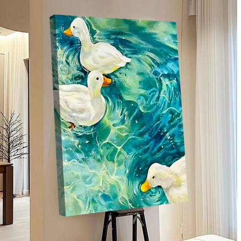 votgl 보석십자수 캔버스형 DIY 액자형 풍경 인물 꽃식물50x40cm, 048동물, 1개