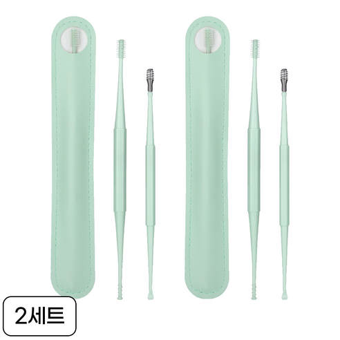NEOMEN 말랑말랑 실리콘 귀이개, 2세트, 2개입, 민트