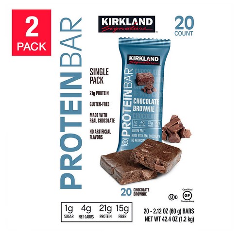 Kirkland Signature 초콜렛 브라우니 고단백질 프로틴 바 60g 20팩, 1.2kg, 1개