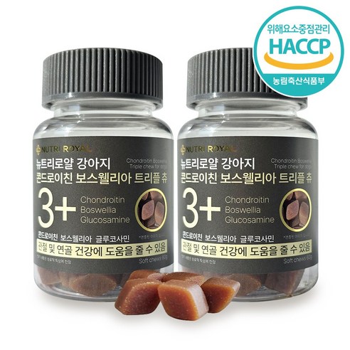 뉴트리로얄 강아지 콘드로이친 트리플 츄 관절영양제 슬개골/뼈/연골 면역력 유산균 특허성분, 2개, 관절+장건강, 50정
