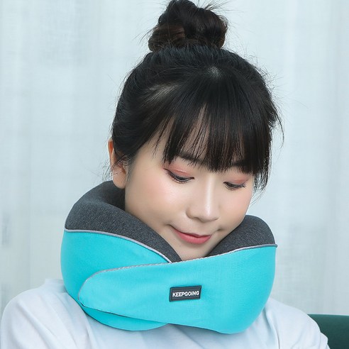 [LM] 여행 U 모양 베개 휴대용 머리 턱 지원 쿠션 비행기에 잠자는 이동식 및 빨 수있는 자동차 오피스 목 베개, {"크기":"25x25x12cm"}, lake blue