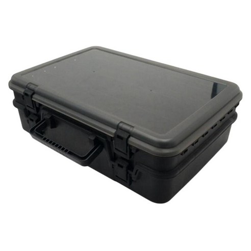 휴대용 낚시 도구 상자 2 레이어 핸들 보관 상자가있는 조절 가능한 디바이더가있는 파리에 투명 해수 플라이, 검은 색, ABS