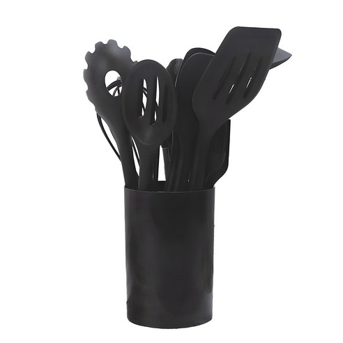 Keyiyijia 실리콘 주방 조리도구세트, 11종, 블랙, 1개 11종, 블랙,1개 섬네일
