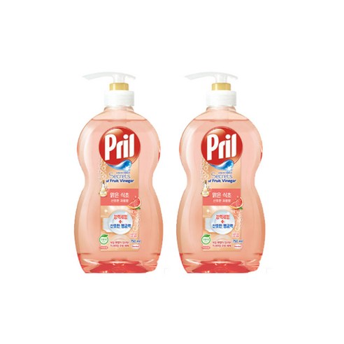 프릴 맑은식초 산뜻자몽 주방세제 용기 700ml x 2, 2개, 0.7l