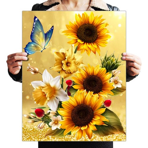 FASEN 액자 캔버스형 보석십자수 DIY 키트 40 x 50 cm, 1개, ZSH159.해바라기
