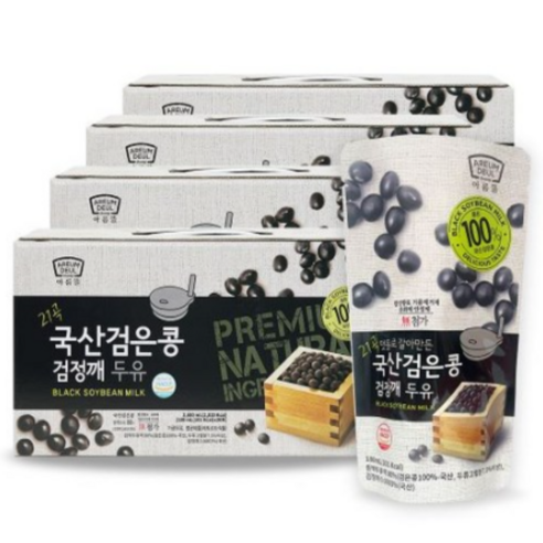 [본사직영] 아름뜰 맷돌로 갈아 만든 검은콩 검정깨 두유 180ml 80입 ( 4 무첨가), 180ml, 80개