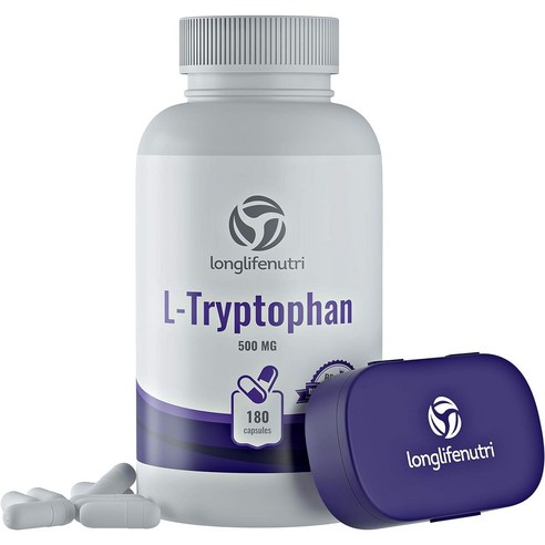 L- 트립토판 500mg 120 캡슐 | 편안한 수면 | 우울증 치료제 | 긍정적 인 분위기의 비타민 | 스트레스를, 1개, 120정