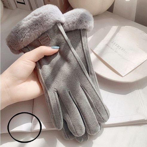 SKW 겨울 포근한 털 스마트터치 여성장갑 구매 시 머리끈