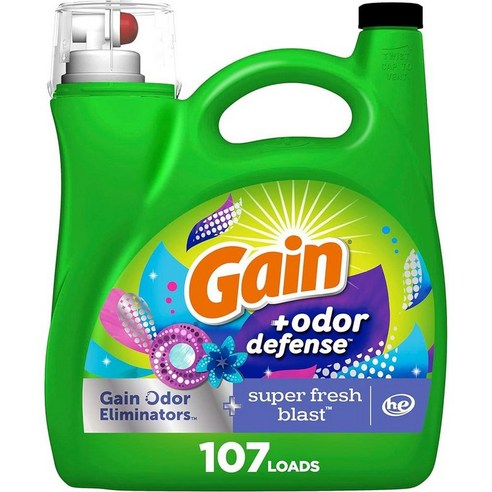 Gain 게인 향 디펜스 액상 세탁세제 슈퍼 프레쉬 블라스트 향, 2개, 4.55L