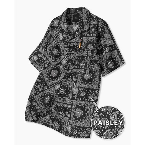 디미트리블랙 페이즐리 오픈카라 셔츠 – 블랙 [정품] 
셔츠