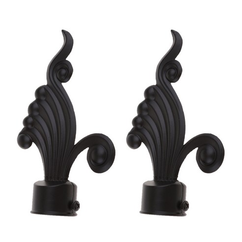 1개 쌍 금속 커튼 기둥 Finials 창 휘장 막대 장식 끝 머리, 28mm 검은 바다 파도
