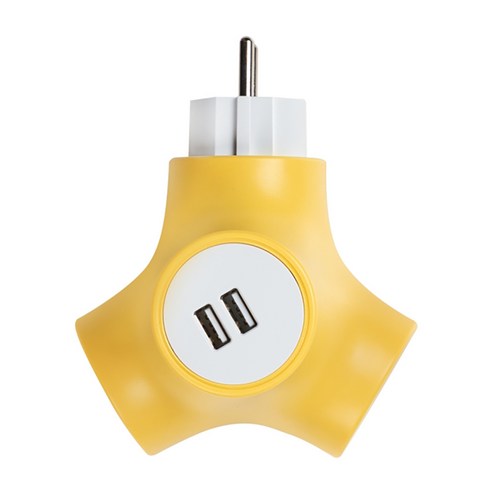 파워존 테트라포드 USB 오리지널 멀티탭 2구 PA-GEK-02SU2, 1개, 13cm, 크림옐로우