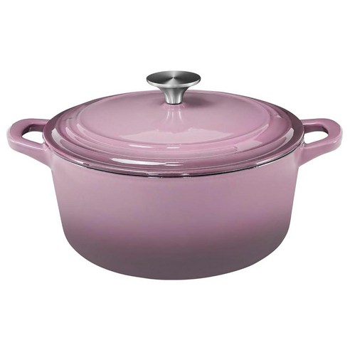 Flavehc Dutch Oven Pot with Lid 3.3 qt Cast Iron for Bread Baking Slateblue Enameled Handels, 1) 핑크  3.3 QT, 핑크