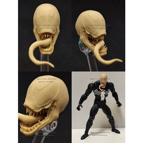 1/12 베놈 도색되지 않은 머리 조각 스파이더맨 영화 악당 심비언트 남성 액, for 6 inches ML, 1pc head sculpt a
