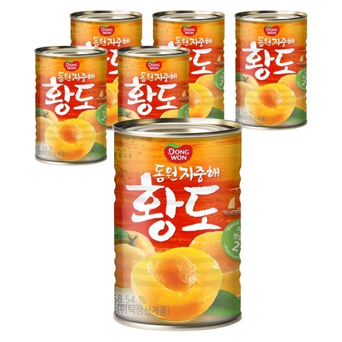   동원 황도 슬라이스 복숭아 통조림, 410g, 6개