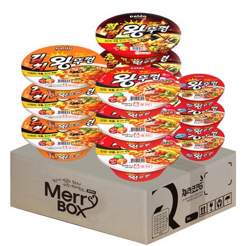 컵라면 세트 팔도 왕뚜껑 혼합맛 (왕뚜껑3+김치3+짬뽕3)+미니왕뚜껑3, 1세트