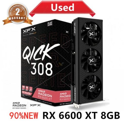 데스크탑 PC 컴퓨터 게임 그래픽 카드 XFX RX 6600 XT 6600XT RX6600 XT 8GB AMD GPU Radeon RX6600XT RX, RX6600 XT 8GB 3Fans, 03 RX6600 XT 8GB 3Fans