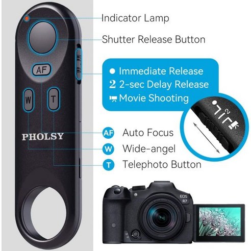 BRE1 블루투스 카메라 무선 리모컨 캐논 R7 R10 R3 R5 R6ii R8 90D 200D 200DII 250D 6DII 77D 800D 850D M6ii M50 M50I, Compatible with Sony Camera