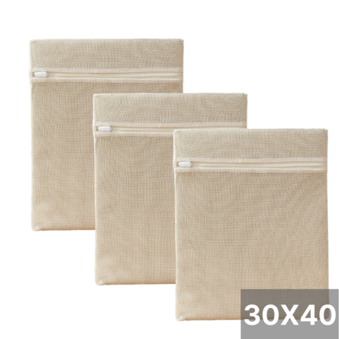 셀프웰 순면 세탁망 30X40 사각 무형광, 3개, 베이지