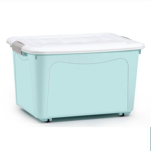 케빈 수납함 특대 플라스틱 가정용 책상 잡동사니 수납함 침실 의류 수납 이사 정리함, 30x22x18cm(20#뚜껑띠손잡이무륜), 파란색 단품