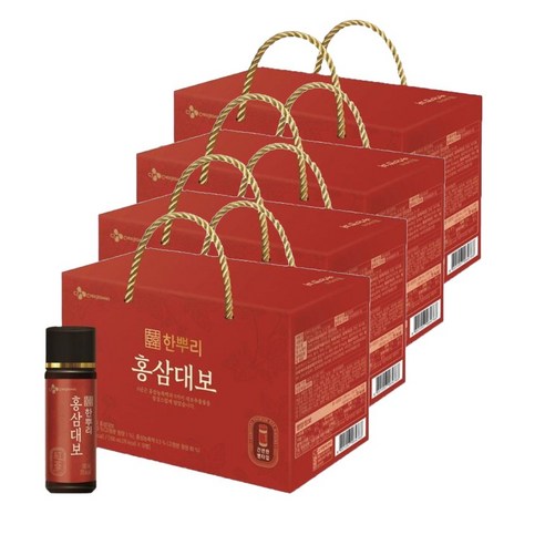 CJ 한뿌리 홍삼대보 100ml*10병 x 4개 설 명절 선물 세트 (2024년 쇼핑백포함), 100ml, 40병