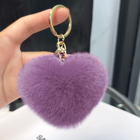 아이엔엠디 컬러 하트 포도 키링 폼폼 퍼 털 방울 열쇠고리 키홀더