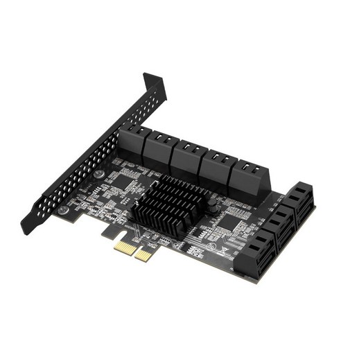 Xzante PCIE SATA 확장 카드 1X - 16포트 SATA3.0 6Gbps 멀티 포트 하드 디스크 어댑터 PC 컴퓨터용 라이저, 검은 색
