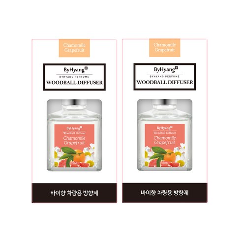 바이향 리프레싱 우드볼 디퓨저 100ml, 캐모마일그레이프프룻, 2개