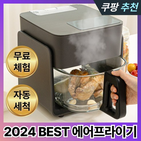 [5초컷세척] 지반 스팀 글라스 에어프라이어 4인용 4.2L