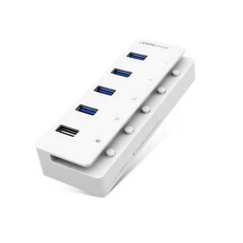 ipTIME 5포트 유전원 USB3.0 허브, 화이트