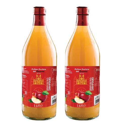 두오모 DUOMO 천연발효 유기농 사과식초 키토제닉 다이어트 혈당 당뇨 효능 공복, 1L, 2개