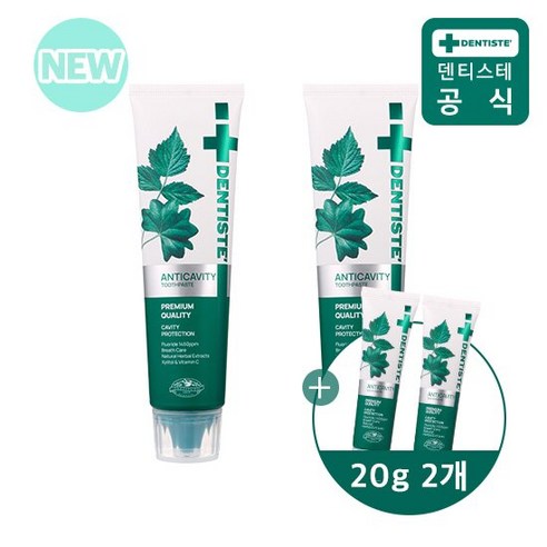 덴티스테 안티캐비티 치약 100g 2개 +20g 2개 증정, 단품