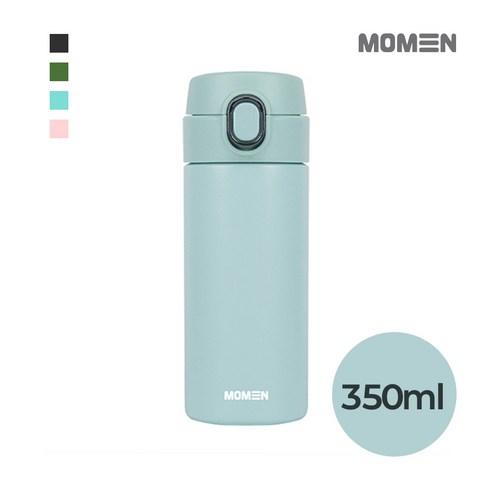 모멘 원터치텀블러 350ml 소형 어린이 텀블러 장금장치 304스텐 이중진공 보온병 에코트리카페, 민트, 1개