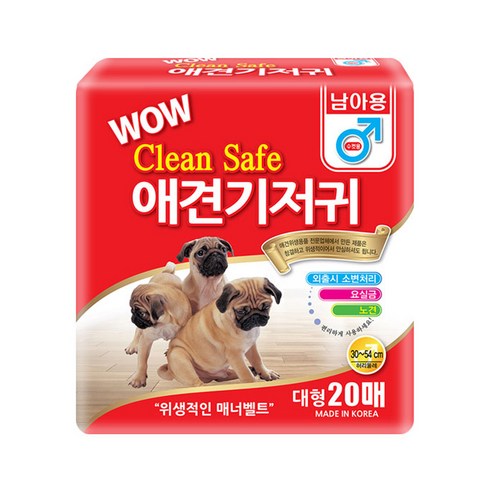 와우 크린세이프 반려견 기저귀 수컷 20p, 대형, 1개
