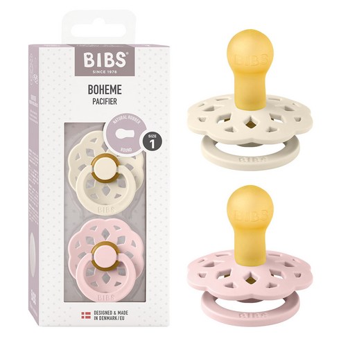 빕스 보헴 고무 쪽쪽이 2개입 세트, 1단계(0~6개월), 아이보리&블러썸