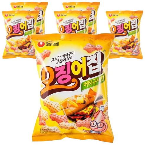 농심 오징어집 버터구이맛, 78g, 6개