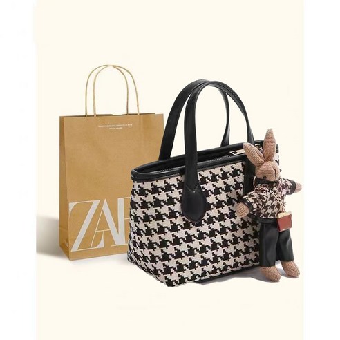 자라 ZARA 가방 트렌치 하운드 체크 미니 쇼퍼 숄더백