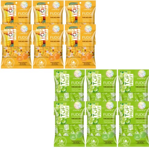 [Coowy]베트남 탑젤리 망고젤리+청포도젤리 세트 FUDGE TOP FRUIT, 1세트, 160g