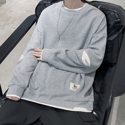 YANG 가짜 스웨터 남자 가을 긴팔 티셔츠 유행 브랜드 홍콩 스타일 셔츠 트렌디 모든 경기 코트