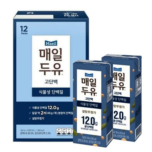 매일유업 매일두유 고단백, 190ml, 48개