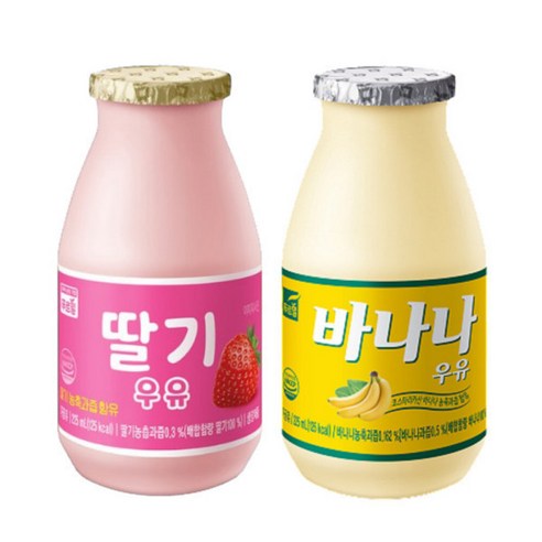 푸르밀 생바나나우유 225ml x 12개입 + 딸기우유 225ml x 12개입, 생바나나 딸기우유 225ml24개입 멸균우유