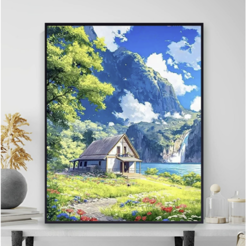 조이제이 21종 40x50 쉬운그림그리기 DIY 유화그리기세트 명화그리기, 019 오두막집, 1개