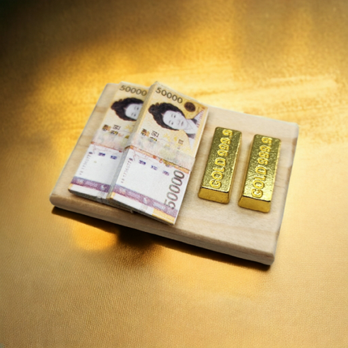 납골당 꾸미기 미니 골드바 돈 돈다발 미니어쳐 모형 상차림 상 봉안당 꾸미는 추모장식 기억 추억 장식 추석 설날 성묘 성묘꽃 gold, 금색