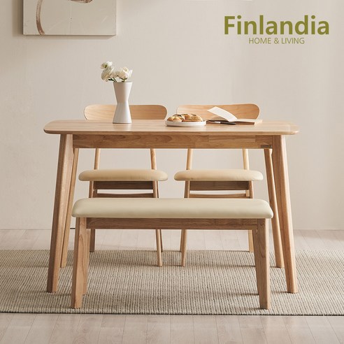 가정의 중심에 편안함과 스타일을 더하는 핀란디아 데니스 내추럴 4인 식탁세트
