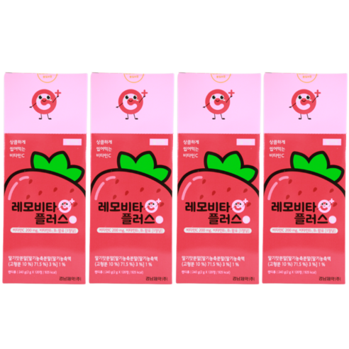 경남제약 레모비타플러스정 딸기맛 200mg, 120정, 4개