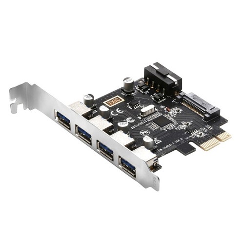 Xzante 듀얼 전원 공급 장치 PCI-E-USB3.0 확장 카드 4포트 고속 데스크탑 USB3.0, 검은 색
