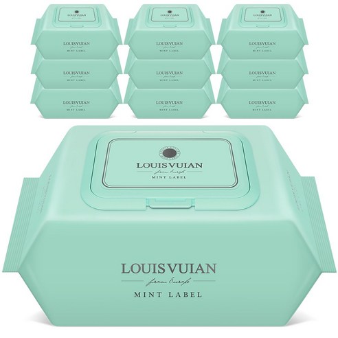 루이비앙 민트 저자극 엠보싱 아기물티슈 캡형, 120매, 10개