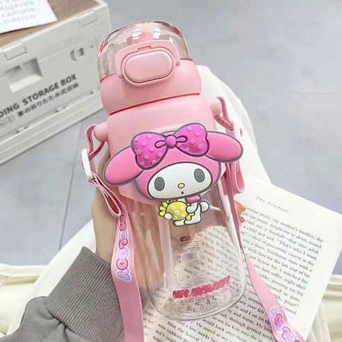 칼노 산리오 텀블러 보온보냉 원터치 물컵 물병 휴대용 쿠로미시나모롤 어린이, 마이멜로디, 1개, 600ml