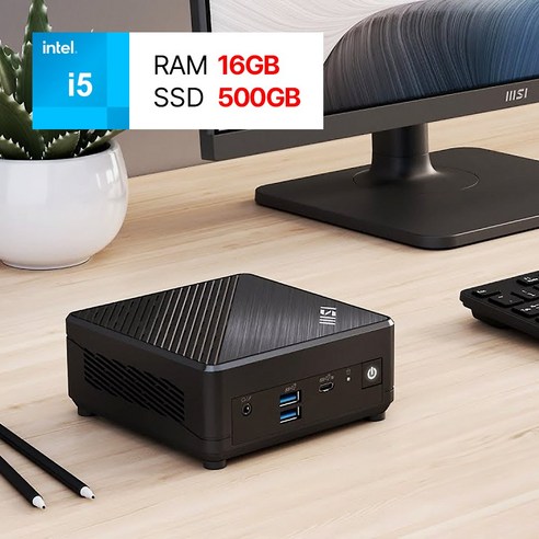 MSI 고사양 미니pc Cubi5 12M 인텔 i5 베어본, 16GB / 500GB, Free DOS, 16GB, Cubi 5 12M i5-1235U Wi-Fi 6E, 500GB
